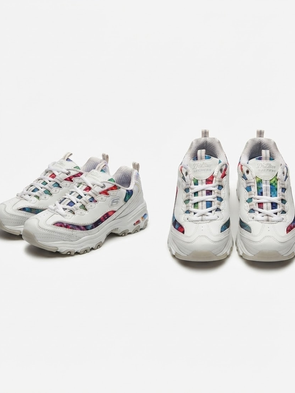 White Sneakers with Multicolor AccentsSkechers D'Lites Summer Fiesta Multic